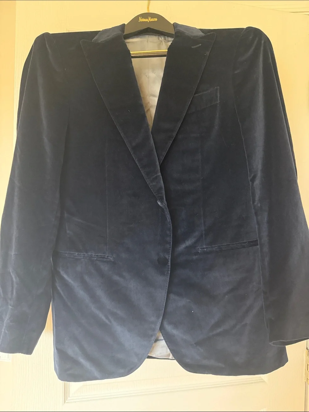 Caruso Navy Velvet Single-Breasted Sport Coat